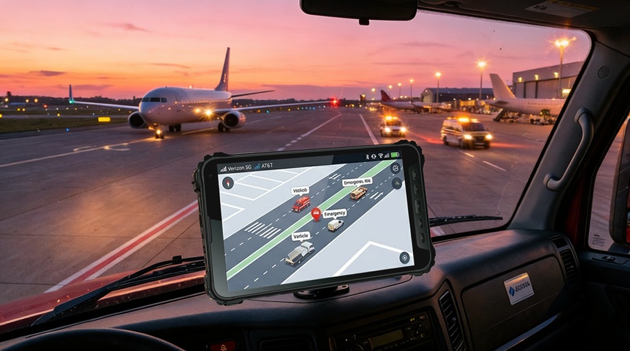 Tabletas resistentes para comunicaci&oacute;n y seguridad en tierra en aeropuertos