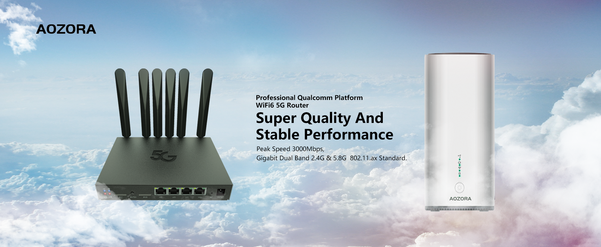 Qualcomm WiFi 6 5G Router mit 3000 Mbit/s Geschwindigkeit und Dualband-Unterst&uuml;tzung.