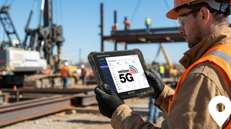 Aozora K8 Tableta industrial activa de Verizon utilizada en un almac&eacute;n..jpg