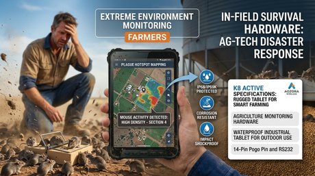 Tablette industrielle robuste K8 Active cartographiant les points chauds de la peste des souris dans une ferme.jpg