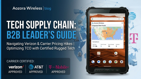 Aozora Industrial Verizon Tablet montiert auf dem Dashboard eines Logistiklager-Gabelstaplers.jpg