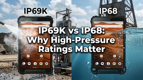 La tableta resistente Aozora K8 Active se somete a pruebas de chorro de agua a alta presi&oacute;n para obtener la certificaci&oacute;n IP69K..jpg