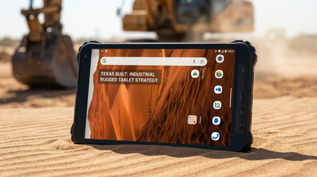 جهاز لوحي متين Aozora K8 Active في موقع بناء مترب في تكساس.jpg